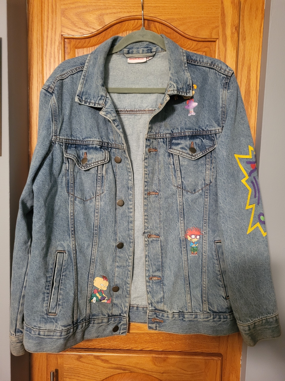 Nickelodeon Rugrats 90's Retro Trucker Embellished Denim Jacket Blue M